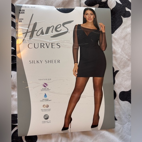 Hanes Other - Hanes Curves Black Sheer Tights